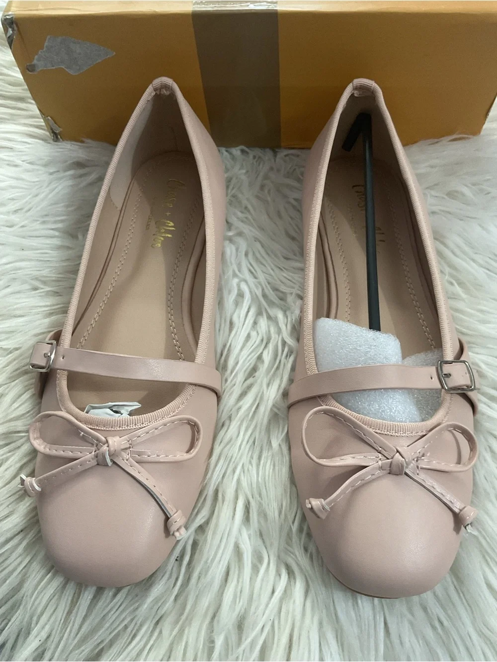 Chase + Chloe Powder Pink Mary Jane Ballet Flats with Bow